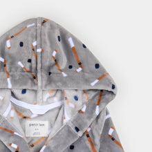 Load image into Gallery viewer, Petit Lem Slapstick Print on Indigo Plush Robe