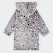 Load image into Gallery viewer, Petit Lem Slapstick Print on Indigo Plush Robe