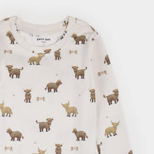 Load image into Gallery viewer, Petit Lem Highland Cow Print on Crème LunaKnit PJ Set