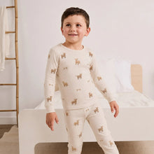 Load image into Gallery viewer, Petit Lem Highland Cow Print on Crème LunaKnit PJ Set