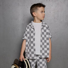 Load image into Gallery viewer, Miles the Label Boys Dark Grey Checkerboard Shirt