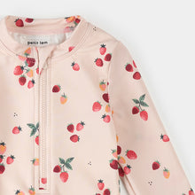 Load image into Gallery viewer, Petit Lem Baby Girls Strawberries on Light Pink Long-Sleeve One-Piece Swimsuit