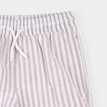 Load image into Gallery viewer, Petit Lem Boys Taupe Stripe Seersucker Swim Trunks