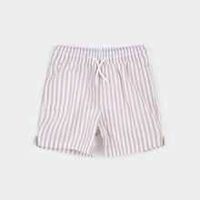Load image into Gallery viewer, Petit Lem Boys Taupe Stripe Seersucker Swim Trunks