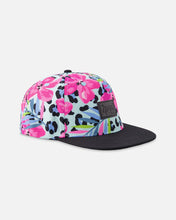Load image into Gallery viewer, deux par deux Girls Printed Cap - Blue Floral and Leopard Pint