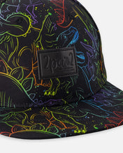 Load image into Gallery viewer, deux par deux Boys Printed Cap - Black Dinosaur