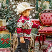 Load image into Gallery viewer, Souris Mini Baby Festive Knit Sweater - Red