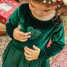 Load image into Gallery viewer, Souris Mini Baby Girls Green Velvet & Sequin Dress - Green