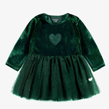 Load image into Gallery viewer, Souris Mini Baby Girls Green Velvet & Sequin Dress - Green