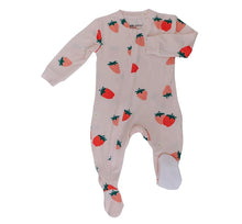 Load image into Gallery viewer, ZippyJamz Baby Bamboo Footed Sleeper - Strawberry Social
