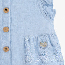 Load image into Gallery viewer, Souris Mini Baby Girls Blouse w/ Eyelet Embroidery - Baby Blue