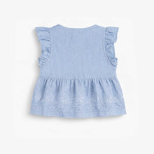 Load image into Gallery viewer, Souris Mini Baby Girls Blouse w/ Eyelet Embroidery - Baby Blue