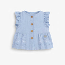 Load image into Gallery viewer, Souris Mini Baby Girls Blouse w/ Eyelet Embroidery - Baby Blue