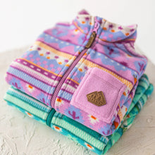 Load image into Gallery viewer, Souris Mini Patterned Fleece Jacket - Purple