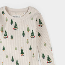 Load image into Gallery viewer, Petit Lem Christmas Tree Print on Creme Ribbed PJ Set