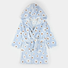 Load image into Gallery viewer, Petit Lem Daisy Print Light Blue Plush Robe Plush Hooded Robe