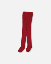 Load image into Gallery viewer, deux par deux Girls Tights With Hearts - Rumba Red