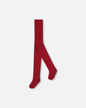 Load image into Gallery viewer, deux par deux Girls Tights With Hearts - Rumba Red