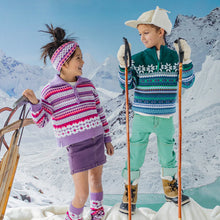 Load image into Gallery viewer, Souris Mini Girls Knit Patterned Sweater - Purple