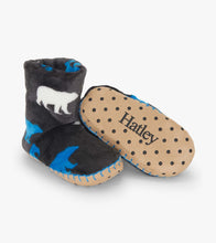 Load image into Gallery viewer, Hatley Boys Polar Bear Silhouette Fuzzy Fleece Slippers