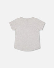 Load image into Gallery viewer, deux par deux Boys Organic Cotton T-Shirt - Dino Print Light Gray Mix
