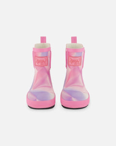 deux par deux Girls Short Rain Boots - Printed Foil Pastel