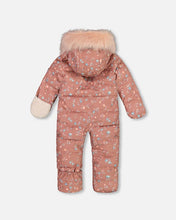 Load image into Gallery viewer, deux par deux Baby Girls One Piece Baby Hooded Snowsuit - Printed Vintage Flowers Designed For Car Seat