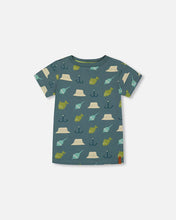 Load image into Gallery viewer, deux par deux Boys Printed Organic Cotton Tee - Teal