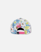 Load image into Gallery viewer, deux par deux Girls Printed Cap - White, Pink, And Green Flowers