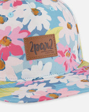 Load image into Gallery viewer, deux par deux Girls Printed Cap - White, Pink, And Green Flowers