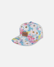 Load image into Gallery viewer, deux par deux Girls Printed Cap - White, Pink, And Green Flowers