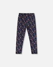 Load image into Gallery viewer, deux par deux Girls Jersey Leggings - Navy Floral