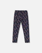 Load image into Gallery viewer, deux par deux Girls Jersey Leggings - Navy Floral