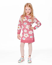 Load image into Gallery viewer, deux par deux Girls Knitted Dress With Flower Jacquard Old Pink And Beige