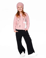 Load image into Gallery viewer, deux par deux Girls Hooded Knit Cardigan Dusty Pink With Unicorn Intarsia