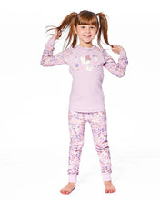 Load image into Gallery viewer, deux par deux Girls Organic Cotton Two-Piece Pajamas Lilac Cat Print
