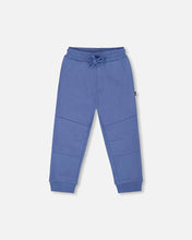 Load image into Gallery viewer, deux par deux Boys Fleece Sweatpants With Articulated Knees - True Navy