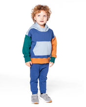 Load image into Gallery viewer, deux par deux Boys Long Sleeve Colorblocked Hooded Fleece Sweatshirt Blue