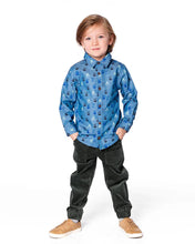 Load image into Gallery viewer, deux par deux Boys Printed Long Sleeve Chambray Ski Shirt