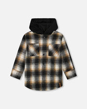 Load image into Gallery viewer, deux par deux Boys Flannel Shirt - Black And Brown