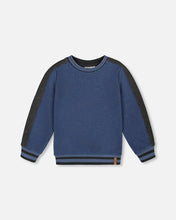Load image into Gallery viewer, deux par deux Boys Super Soft Flat Back Rib Sweatshirt - Dark Steel Blue