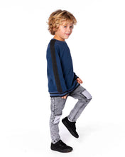 Load image into Gallery viewer, deux par deux Boys Super Soft Flat Back Rib Sweatshirt - Dark Steel Blue