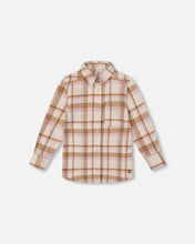 Load image into Gallery viewer, deux par deux Girls Plaid Overshirt - Off-White, Beige And Pink