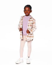 Load image into Gallery viewer, deux par deux Girls Plaid Overshirt - Off-White, Beige And Pink