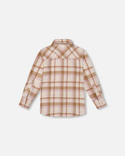 Load image into Gallery viewer, deux par deux Girls Plaid Overshirt - Off-White, Beige And Pink