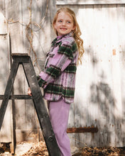 Load image into Gallery viewer, deux par deux Girls Zipped Plaid Overshirt - Mauve And Green