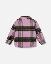 Load image into Gallery viewer, deux par deux Girls Zipped Plaid Overshirt - Mauve And Green