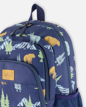 Load image into Gallery viewer, deux par deux Little Kids Backpack - Navy Animal Print