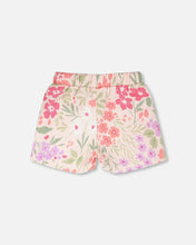 Load image into Gallery viewer, deux par deux Girls French Terry Shorts - Pink Printed Flowers