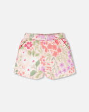 Load image into Gallery viewer, deux par deux Girls French Terry Shorts - Pink Printed Flowers